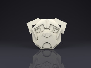 brooch head bulldog low poly 3D Print Models