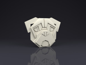 brooch head bulldog low poly 3D Print Model