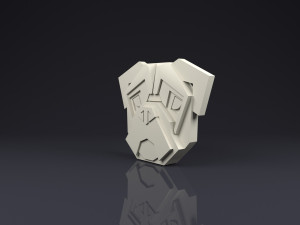 brooch head bulldog low poly 3D Print Model