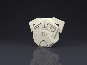 brooch head bulldog low poly 3D Print Model