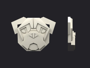 brooch head bulldog low poly 3D Print Model