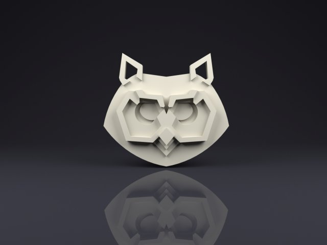 brooch head owl low poly 3Dプリントモデル .c4d .max .obj .3ds .fbx .stl .blend 