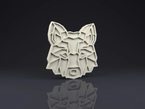 брошка голова вовка низькому полі 3D Принт Модель