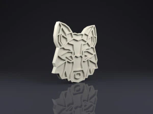 брошка голова вовка низькому полі 3D Принт Модель