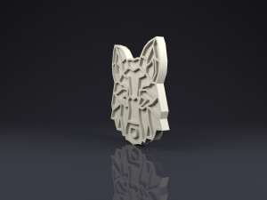 brooch head wolf low poly 3D-Druckmodell
