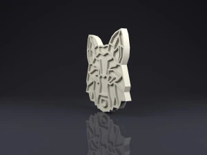 брошка голова вовка низькому полі 3D Принт Модель