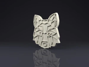 брошка голова вовка низькому полі 3D Принт Модель