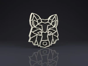 брошка голова вовка низькому полі 3D Принт Модель