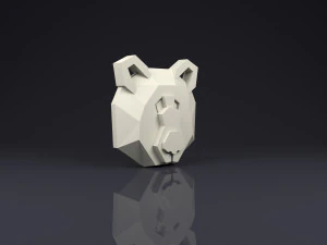 brooch head bear low poly 3D Print Model