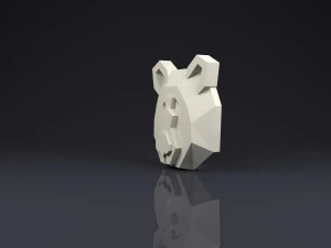 brooch head bear low poly 3D Print Model