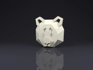 brooch head bear low poly 3D Print Model