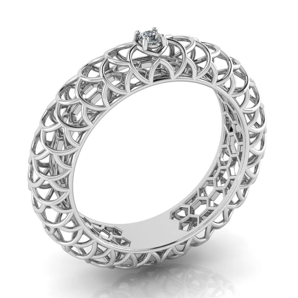 beautiful pattern ring with gem 3D Print Model .c4d .max .obj .3ds .fbx .stl .blend 