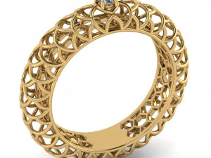 beautiful pattern ring with gem 3D Print Model