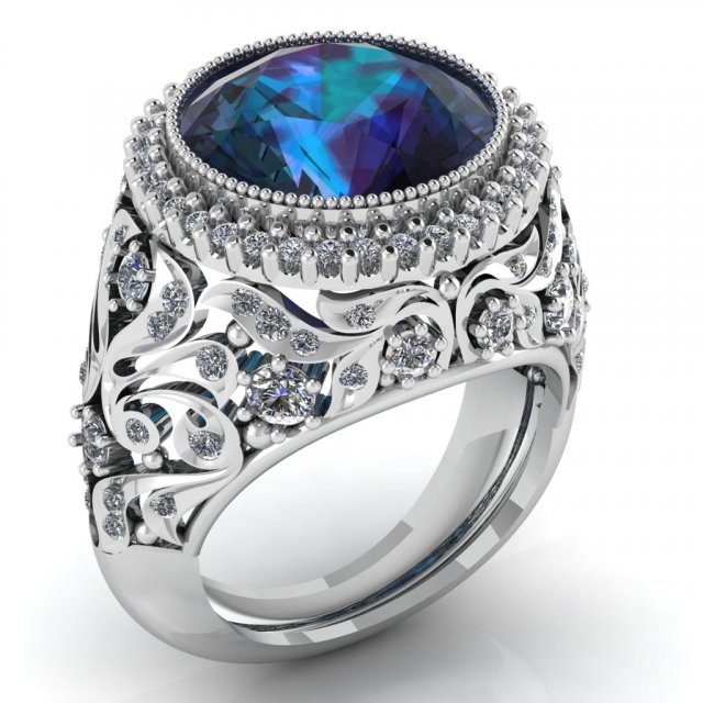 beautiful female luxury ring with leaves 3D Print Model .c4d .max .obj .3ds .fbx .stl .blend 