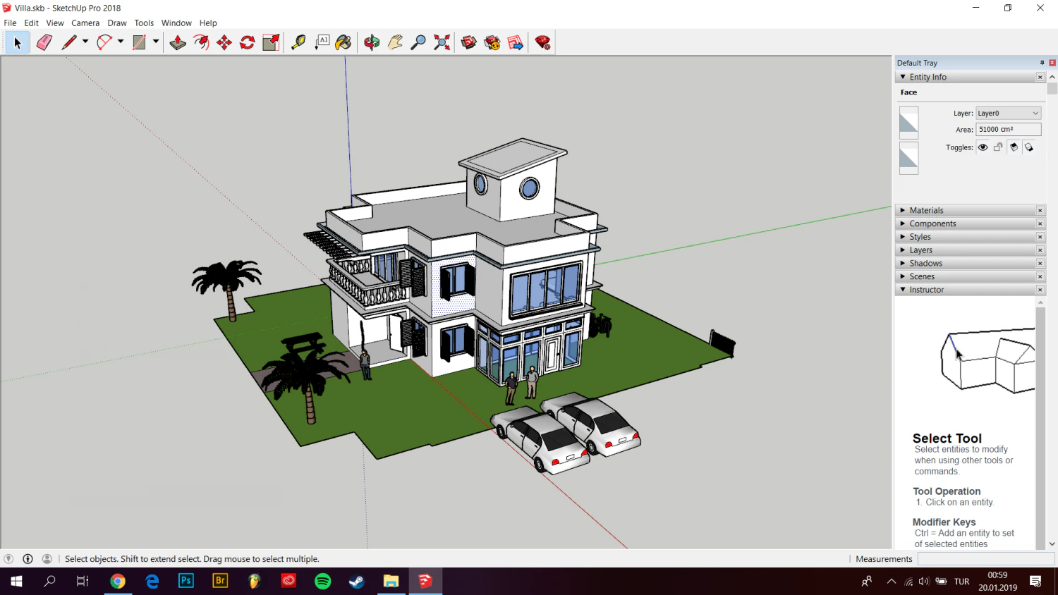 スケッチアップベーシックヴィラプロジェクト 3Dモデル .c4d .max .obj .3ds .fbx .stl .blend 