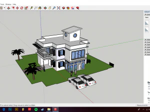 स्केचअप बेसिक विला प्रोजेक्ट 3D मॉडल