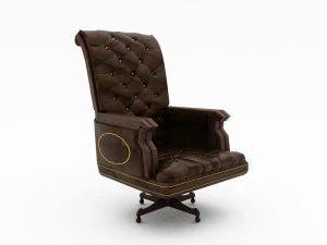 皮质办公桌椅 3D 模型