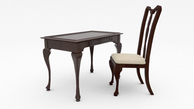 little wooden chair and table 3D Модель .c4d .max .obj .3ds .fbx .stl .blend