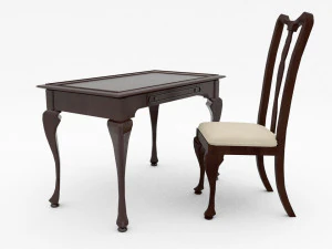 piccola sedia e tavolo in legno Modello 3D