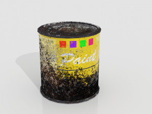 rusty yellow paintcan Modello 3D