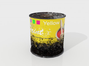 rusty yellow paintcan Modèle 3D