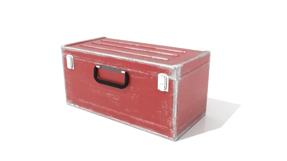 scratched red metal chest 3D Model .c4d .max .obj .3ds .fbx .stl .blend 
