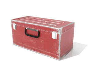 cassapanca in metallo rosso graffiato Modello 3D