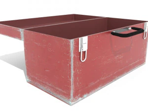 scratched red metal chest 3D Model