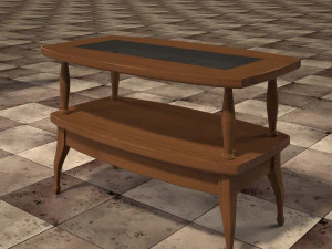 tavolino in legno vetro Modello 3D