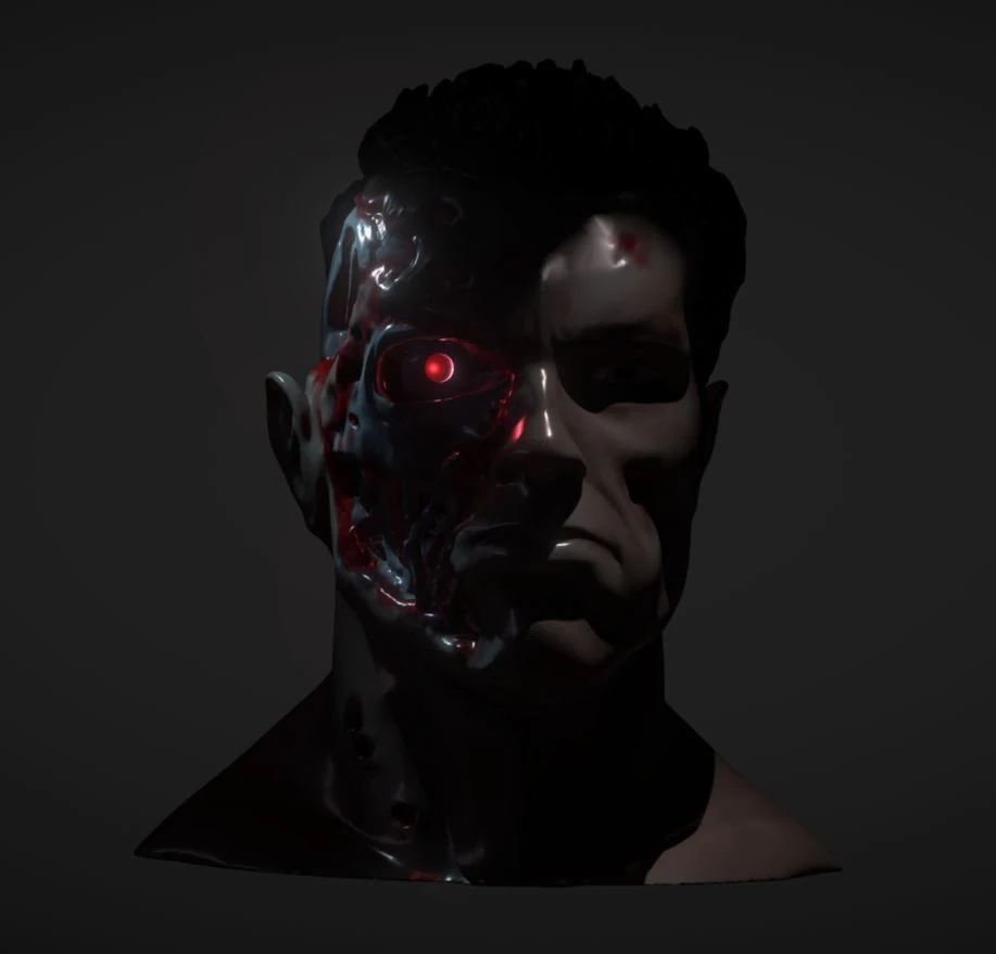 terminator inspirited bust 3d 3D Print Model .c4d .max .obj .3ds .fbx .stl .blend