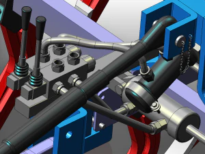 sistema hidr&aacute;ulico del anclaje del tractor Modelo 3D