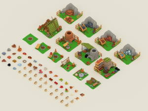 lowpoly - survival pack 3D 모델