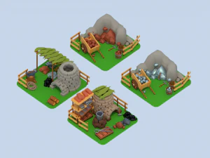 lowpoly - survival pack 3D Model