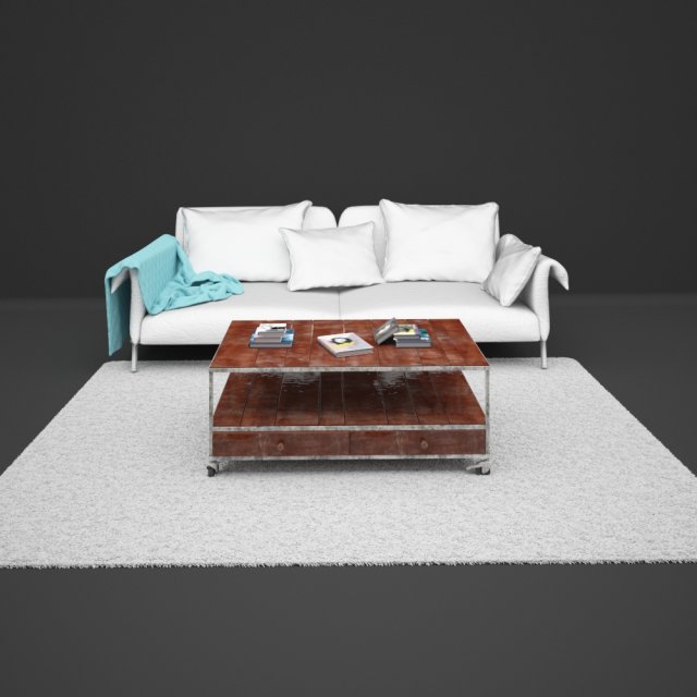 living room sofa coffee table carpet 3D 모델 .c4d .max .obj .3ds .fbx .stl .blend 