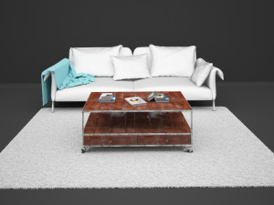 living room sofa coffee table carpet 3D 모델