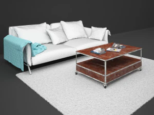 living room sofa coffee table carpet 3D Model