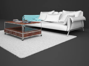 living room sofa coffee table carpet 3D Model