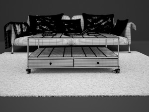 living room sofa coffee table carpet 3D 모델