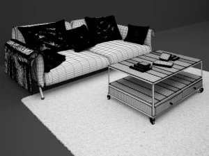 living room sofa coffee table carpet 3D Model