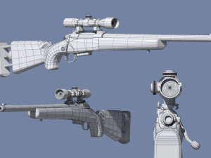 m24 sniper rifle low-poly Modèle 3D
