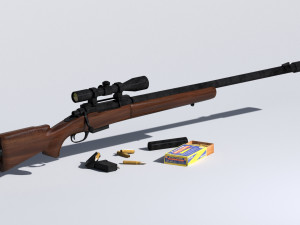 m24 sniper rifle low-poly Modèle 3D