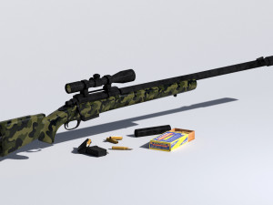 m24 sniper rifle low-poly Modèle 3D