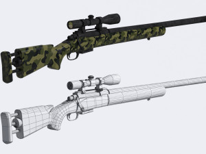 m24 sniper rifle low-poly Modèle 3D