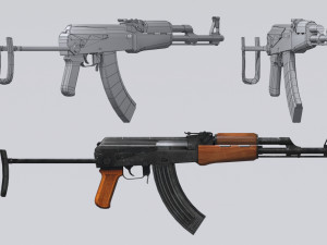 akm assault rifle - 3d ak 47 low-poly model 3D Model