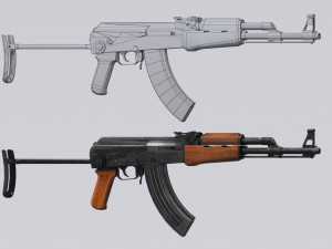 akm assault rifle - 3d ak 47 low-poly model Modèle 3D