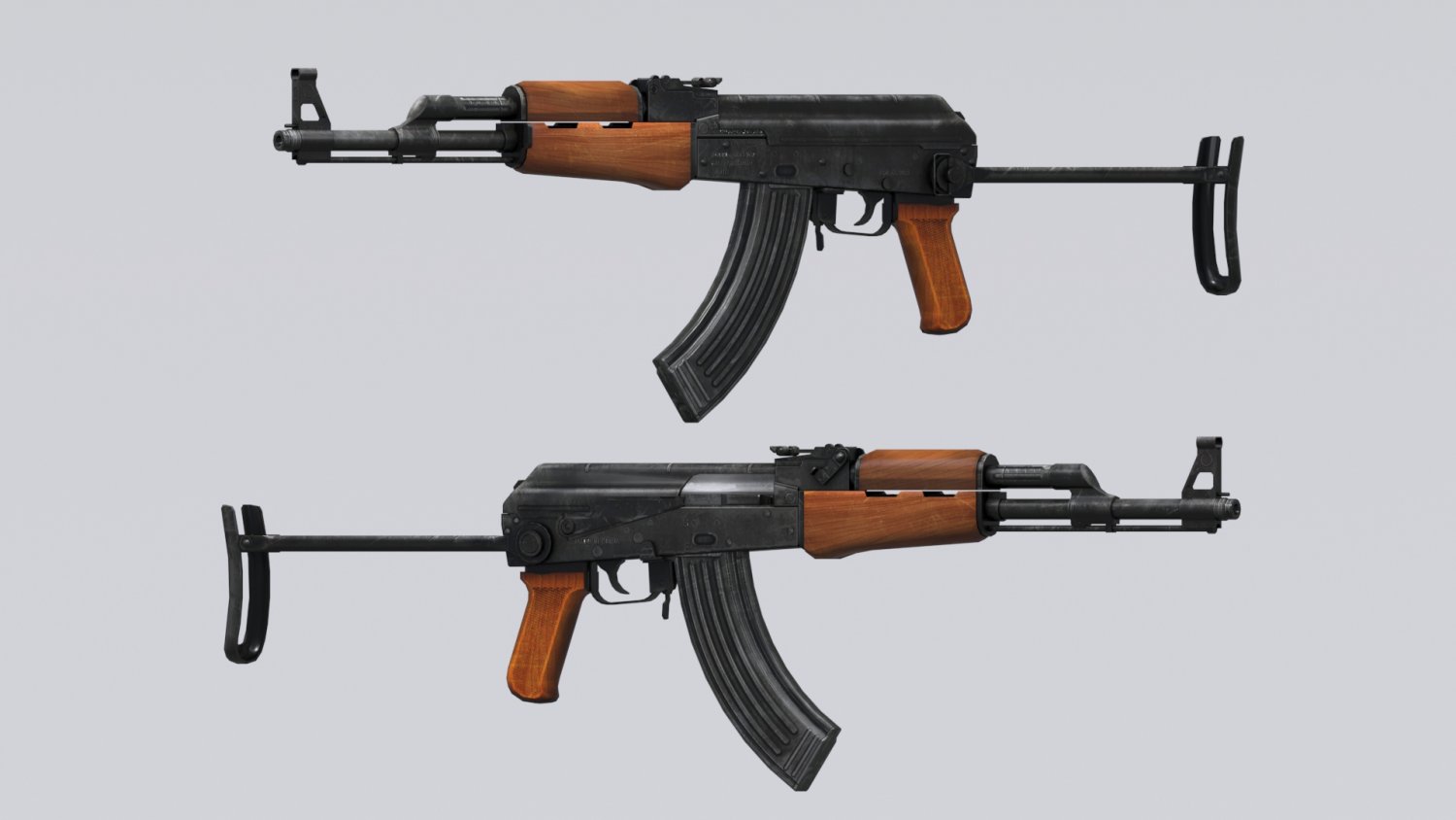 3d model of the АКМ Assault Rifle. AK 47 Low Poly model. АК 47 Low Poly прямой вид. Low Poly ak47.