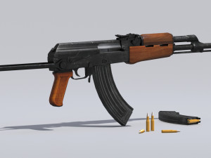 akm assault rifle - 3d ak 47 low-poly model Modèle 3D