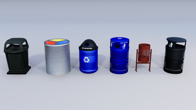 trash recycling bins 3D Model .c4d .max .obj .3ds .fbx .stl .blend 