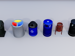 trash recycling bins 3D Model