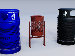 trash recycling bins 3D Model
